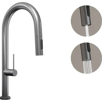 Твоят Стил - Кухненски Мивки Титаниев смесител за кухня с изтегляща глава, 2 режима на струя - 9020