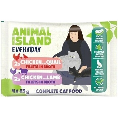 ANIMAL ISLAND Chicken / Quail & Chicken / Lamb Fillets in broth 4 x 85 g