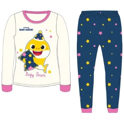 Dívčí pyžamo Baby Shark bílá tmavě modrá
