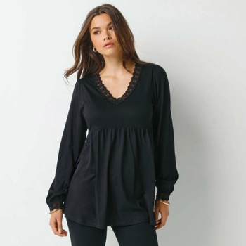 Blancheporte Tunika s macramé lemom čierna