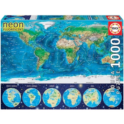 Educa 16760 NEON Series Neon World map 1000 dílků