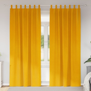 Pure Line Home Кадифени завеси в цвят шафран с текстилни гайки (уши), 2 бр. , 140 x 225 см