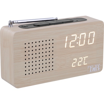 T'nB joy fm радио будилник с дървено покритие и led дисплей