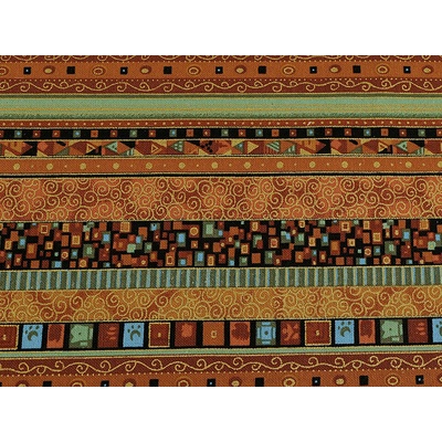 Bavlněná látka / plátno se zlatým potiskem - africký, etnický styl Varianta: 3 rezavá stř., Balení: 1 m 47522/110458/218571