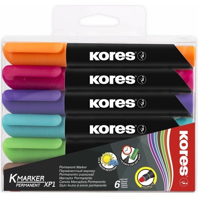 Kores K-MARKER Permanentný popisovač, okrúhly hrot 3 mm, mix 6 farieb