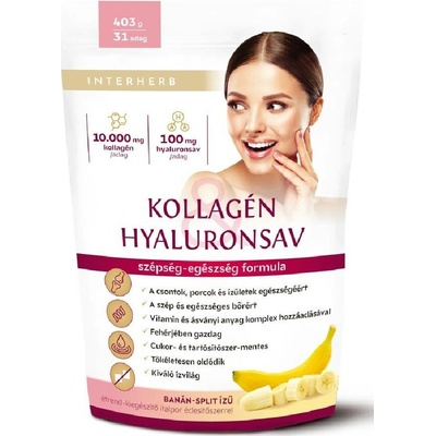 Interherb Prášek kolagen a kyselina hyaluronová se sladidlem banana split 403 g