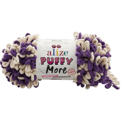 Alize příze Puffy More 6541 krémová a fialová