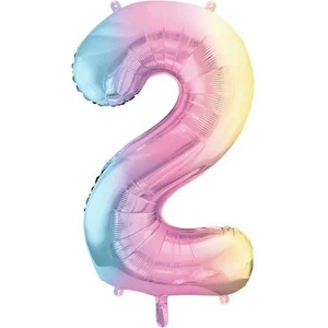 Party Deco Фолиев Балон Цифри Пастелна Дъга 86 см - 2 (fb1m-2-000p)