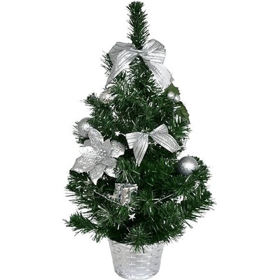 DOMMIO Vánoční stromek zdobený - stříbrný, 50 cm