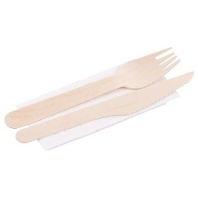Príbor MagicHome Woodline ECO, drevený, nôž, vidlička, servítka, 100% prírodný