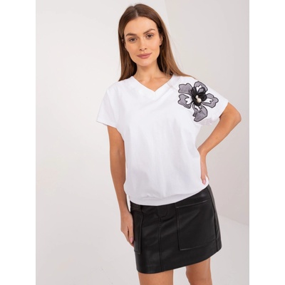 BASIC FEEL GOOD tričko s velkou květinou rv-bz-9665.56 white