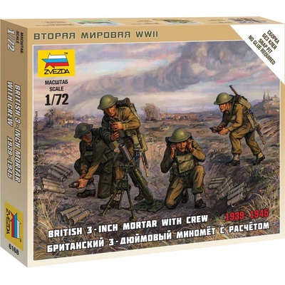 ZVEZDA Wargames WWII figurky 6168 British Mortar with crew 1939-42 1:72