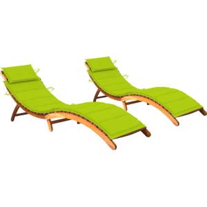 vidaXL Шезлонги, 2 бр, с възглавници, акациево дърво масив (3077372)