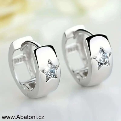 Swarovski Elements Star vlepený krystal náušnice postříbřené kruhy hvězdičky 61002 Crystal