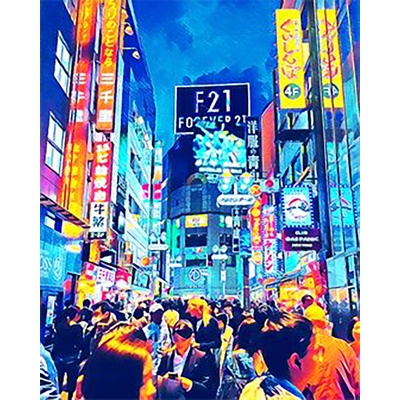 Figured ART Diamantové malování ULICE V TOKYU 40 x 50 cm bez rámu