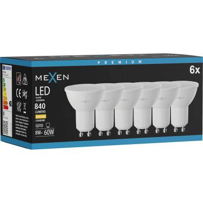 Mexen Nova 6x LED крушка GU10, 8W, Топла - 3000K, 840 lm - L108-GU10-0830-01x06 (L108-GU10-0830-01x06)