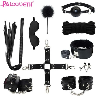 Paloqueth BDSM Bondage Set Black 10 pieces