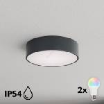 Brilagi - LED RGBW таванно осветително тяло за баня CLARE 2xE27/12W/230V Ø 30 cm антрацит IP54 (LEDBG5220)