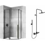 Rea Комплект душ кабина Rea Diamond черна 90x90 и душ колона Ideal Standard IdealRain черна (5902557345212+BC748XG)