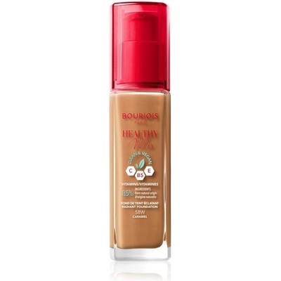 Bourjois Paris Healthy Mix Clean & Vegan Radiant Foundation hydratační a rozjasňující make-up 58W Caramel 30 ml