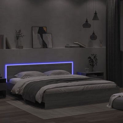 Petrashop 3207586 Rám postele s čelem a LED osvětlením šedý sonoma