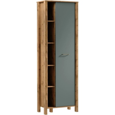 Gala Meble Knižnica MENTA 66x200x37 cm dub wotan/zelená S19-R1D-ZSM