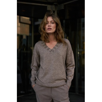 Moodo Кафяв суитшърт с декоративно деколте Moodo Moodo | Kafyav | ЖЕНИ | XS