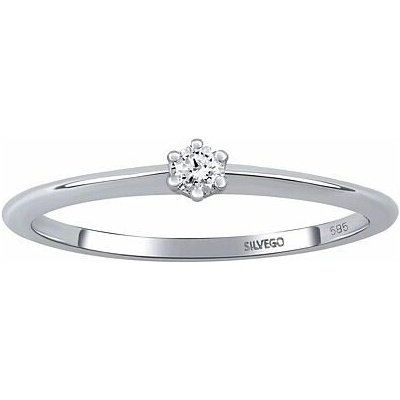 SILVEGO Zlatý zásnubný prsteň Beanie z bieleho zlata s diamantom DNN2608006RGW