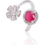 Silenti Jewelry Сребърен пръстен "Червено Щастие" - 5 - 49мм (15.6мм диам. )