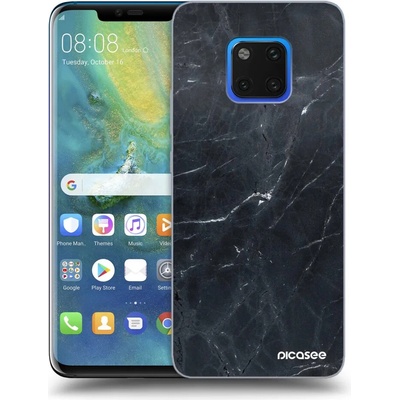 Púzdro Picasee silikónové Huawei Mate 20 Pro - Black marble čiré
