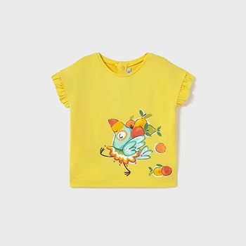MAYORAL Тениска къс ръкав цветна графика жълт цвят за мини момиче Майорал