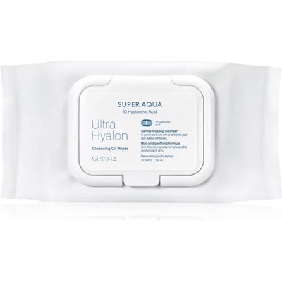 Missha Super Aqua 10 Hyaluronic Acid кърпички за почистване и премахване на грим 30 бр