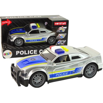 Lean Toys Policajné auto strieborné 1:14
