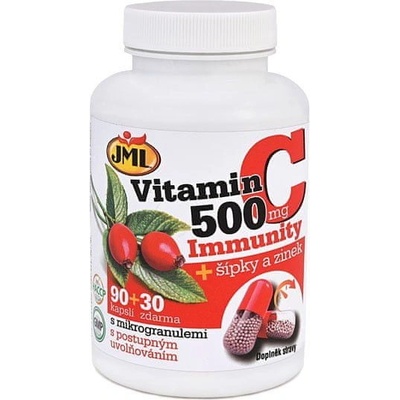 JML Vitamín C-500 mg Immunity + šípky a zinek 120 kapsli