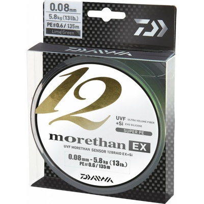 Daiwa Šňůra Morethan 12 Braid EX+SI Lime Green 135m 0,16mm 14kg – Zboží Dáma