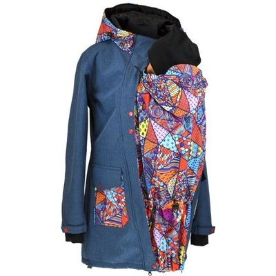 Shara softshellový kabát zimní vsadka se vzorem přední nošení modrý žíhaný/bláznivé trojúhelníky – Hledejceny.cz