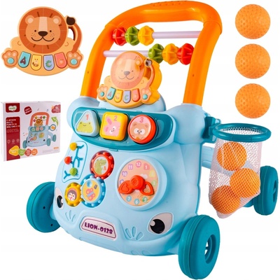 Majlo Toys Interaktívne detské chodítko Cartoon Car modré