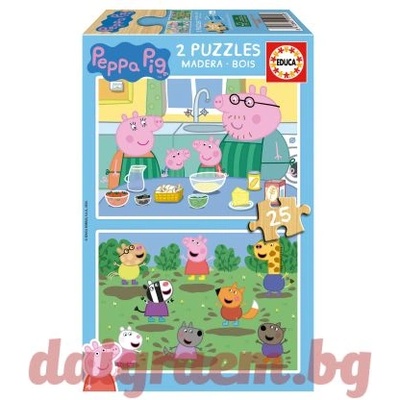Educa Дървен пъзел educa 19995 - 2 х 25 части - Пепа Пиг (edu19995)