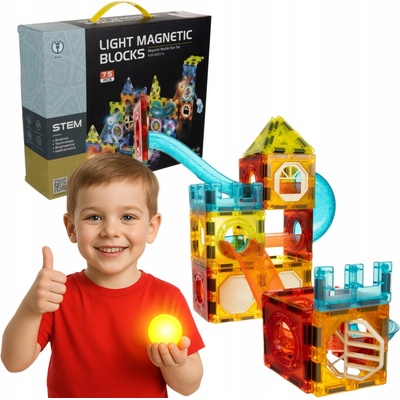 SPARKYS Kuličková dráha magnetická, svítící 75 ks – Zboží Živě