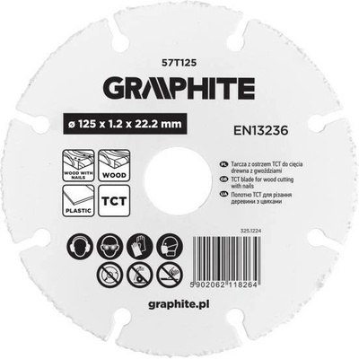 kotouč řezný •125x1,2x22,22mm dřevo+hřebíky Graphite 57T125 IVK57T125