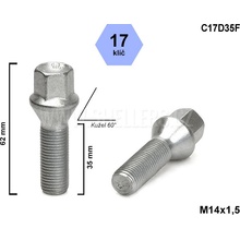 Kolový šroub M14x1,5x35 kuželový, klíč 17, C17D35F, výška 62 mm