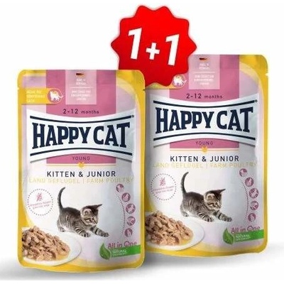 Happy Cat kitten & junior drůbeží 20 x 85 g