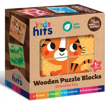 KIDS HITS Куб пъзел, дърво - цветна зоологическа градина (kh20/023)