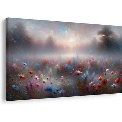 Obraz mlhavá louka s květinami - 90x60