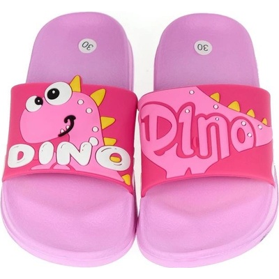 detské gumené rúžové šľapky DINO