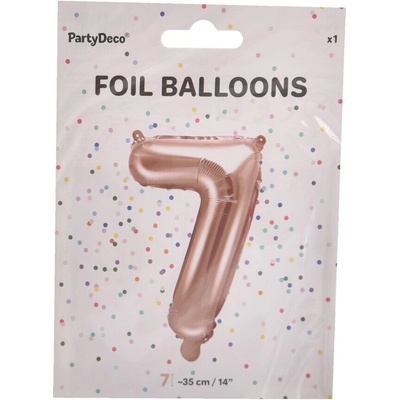 PartyDeco Fóliový balón Mini Číslo 7 ružovo zlatý
