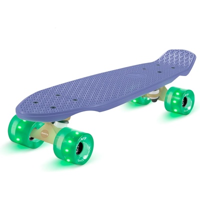 fun pro Mini Cruiser скейтборд Trickboard PP борда 100 кг LED колела PU твърдост: 88A (sk_mc_bl_grn) (sk_mc_bl_grn)