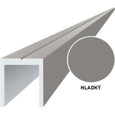 Hliníkový uchycovací profil pro lamely, tvar U, šířka 20,5 mm, šedá RAL9007, hladký povrch 6m +/- 5mm (AL-UP1-S-6)
