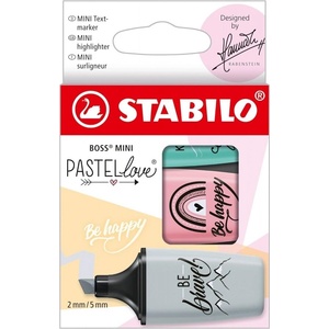 STABILO Комплект текст маркери, Stabilo, Boss Mini Pastel Love 2.0, 3 цвята (ST07/03-49)