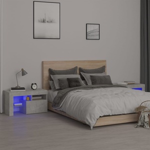 vidaXL Нощни шкафчета 2 бр с LED осветление бетонно сиви 70x36, 5x40 см (3152773)